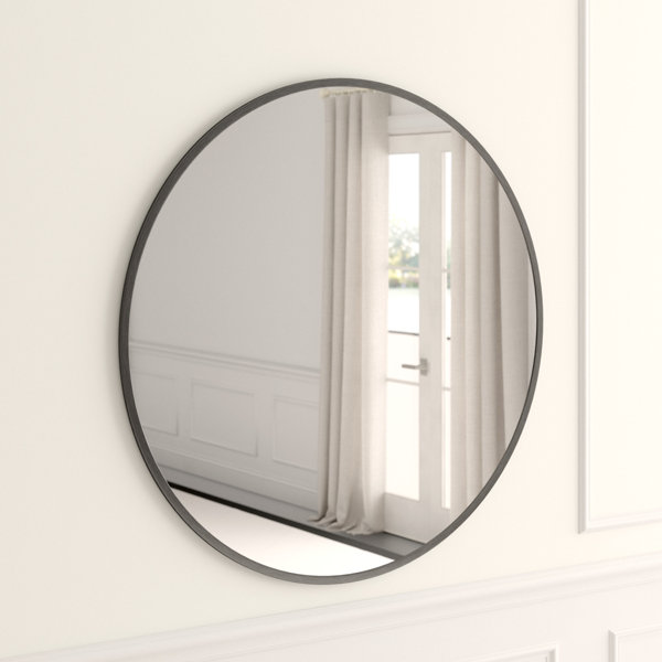 48 inch round mirror black frame